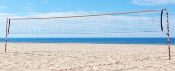 Red de Volleyball de Playa Medidas Oficiales 9.50m x 1m cuadro de 5cmx 5cm de nylon con refuerzo perimetral de lona color neón, cable de acero y cable de polipropileno para tensionar
