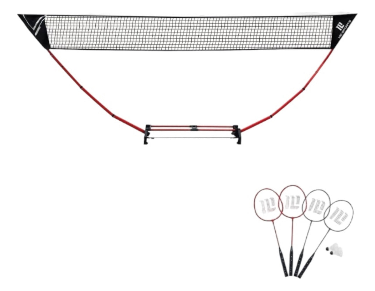 Set de Bádminton con Red Portátil, 4 raquetas y Gallitos